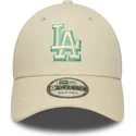 new-era-curved-brim-green-logo-9forty-team-outline-los-angeles-dodgers-mlb-beige-adjustable-cap