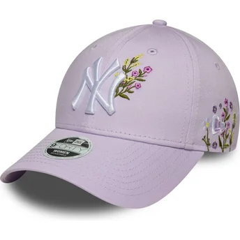 New Era Curved Brim Women 9FORTY Floral Icon New York Yankees MLB Purple Adjustable Cap