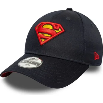 New Era Curved Brim Youth Superman 9FORTY All Over Print DC Comics Navy Blue Adjustable Cap