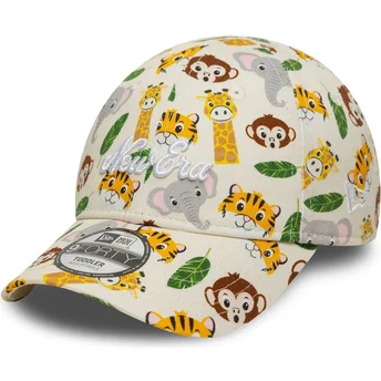 New Era Curved Brim Youth 9FORTY All Over Print Safari Beige Adjustable Cap