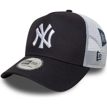 New Era A Frame Multi Patch New York Yankees MLB Navy Blue and White Trucker Hat