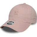 new-era-curved-brim-women-pink-logo-9twenty-mini-washed-new-york-yankees-mlb-pink-adjustable-cap