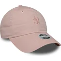 new-era-curved-brim-women-pink-logo-9twenty-mini-washed-new-york-yankees-mlb-pink-adjustable-cap