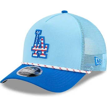 New Era 9FORTY M-Crown A Frame 4th July Los Angeles Dodgers MLB Blue Trucker Hat