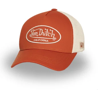 Von Dutch LOF B33 Orange and Beige Adjustable Trucker Hat