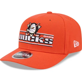 New Era Curved Brim 9SEVENTY Stretch Snap Stated Anaheim Ducks NHL Orange Snapback Cap