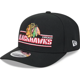 New Era Curved Brim 9SEVENTY Stretch Snap Stated Chicago Blackhawks NHL Black Snapback Cap