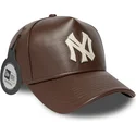 new-era-curved-brim-9forty-e-frame-img-leather-new-york-yankees-mlb-brown-adjustable-cap