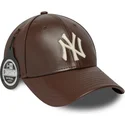 new-era-curved-brim-9forty-m-crown-img-leather-new-york-yankees-mlb-brown-adjustable-cap