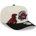 new-era-curved-brim-9fifty-a-frame-precurved-hardwood-classics-toronto-raptors-nba-beige-and-black-snapback-cap