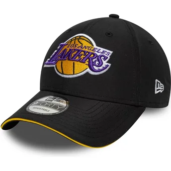 New Era Curved Brim 9FORTY Microfibre Los Angeles Lakers NBA Black Adjustable Cap