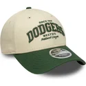 new-era-curved-brim-9forty-m-crown-wordmark-los-angeles-dodgers-mlb-beige-and-green-adjustable-cap