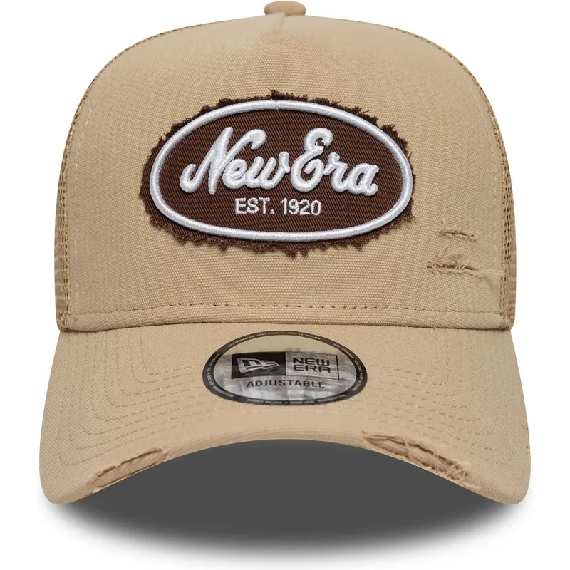 new-era-a-frame-oval-canvas-distress-brown-trucker-hat