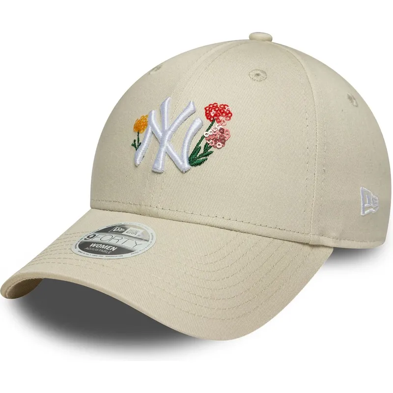new-era-curved-brim-women-9forty-floral-icon-new-york-yankees-mlb-beige-adjustable-cap