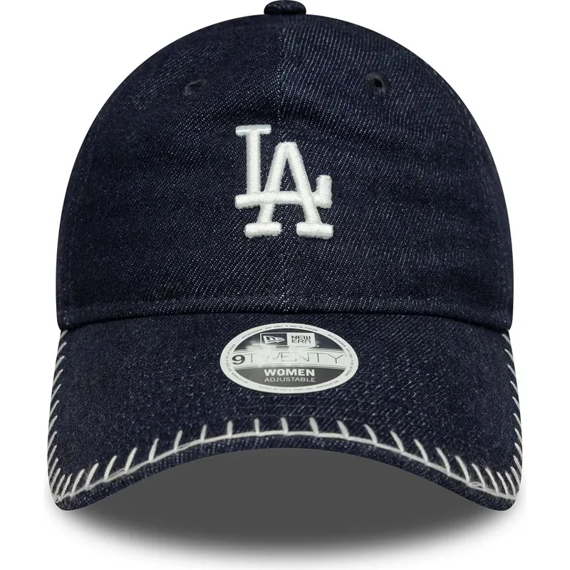 new-era-curved-brim-women-9twenty-denim-stitch-los-angeles-dodgers-mlb-navy-blue-adjustable-cap