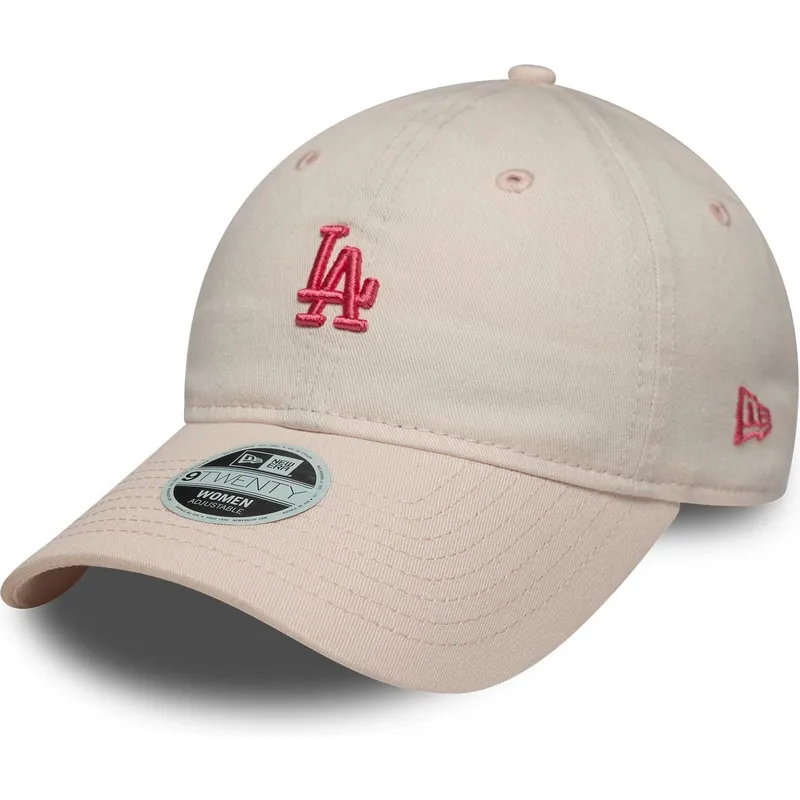 new-era-curved-brim-women-9twenty-washed-mini-los-angeles-dodgers-mlb-pink-adjustable-cap