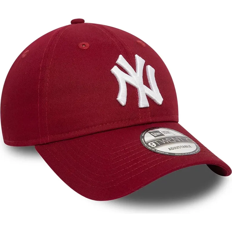 new-era-curved-brim-9twenty-league-essential-new-york-yankees-mlb-dark-red-adjustable-cap