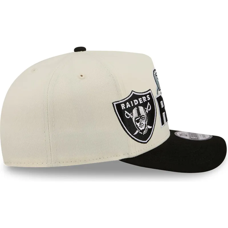 new-era-curved-brim-9fifty-a-frame-classic-las-vegas-raiders-nfl-beige-and-black-snapback-cap