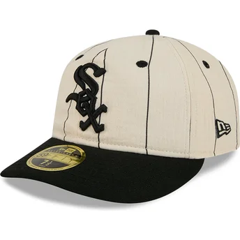 New Era Flat Brim 59FIFTY Retro Crown Linen Chicago White Sox MLB Beige Fitted Cap