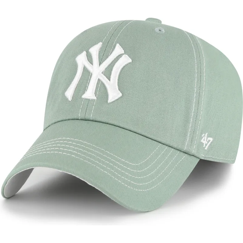 47-brand-curved-brim-clean-up-contrast-stitch-new-york-yankees-mlb-green-adjustable-cap