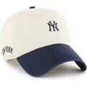 47-brand-curved-brim-clean-up-base-runner-sure-shot-two-tone-new-york-yankees-mlb-beige-and-navy-blue-adjustable-cap