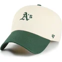 47-brand-curved-brim-clean-up-base-runner-sure-shot-two-tone-mlb-beige-and-green-adjustable-cap