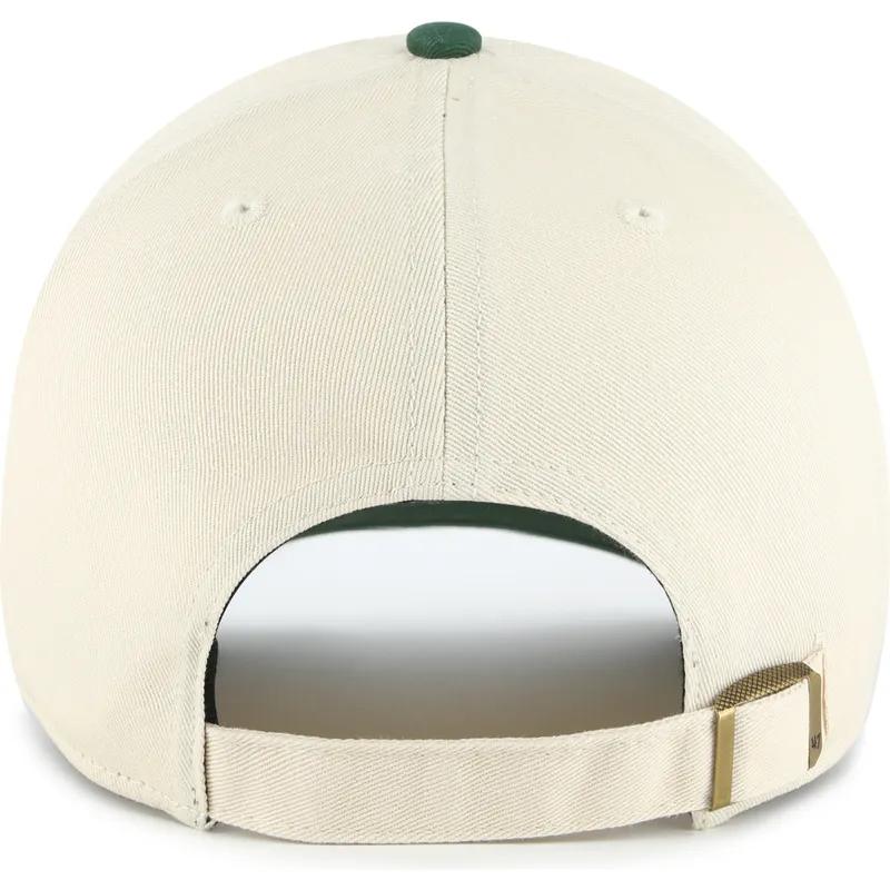47-brand-curved-brim-clean-up-base-runner-sure-shot-two-tone-mlb-beige-and-green-adjustable-cap