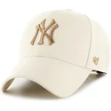 47-brand-curved-brim-brown-logo-mvp-new-york-yankees-mlb-beige-snapback-cap