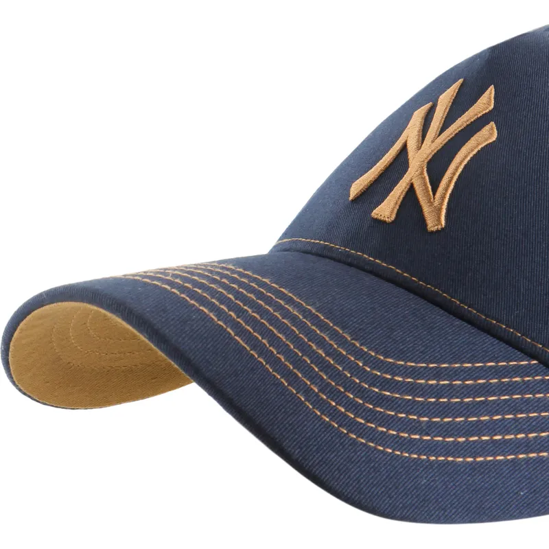 47-brand-curved-brim-mvp-dt-contrast-stitch-new-york-yankees-mlb-navy-blue-and-brown-adjustable-cap