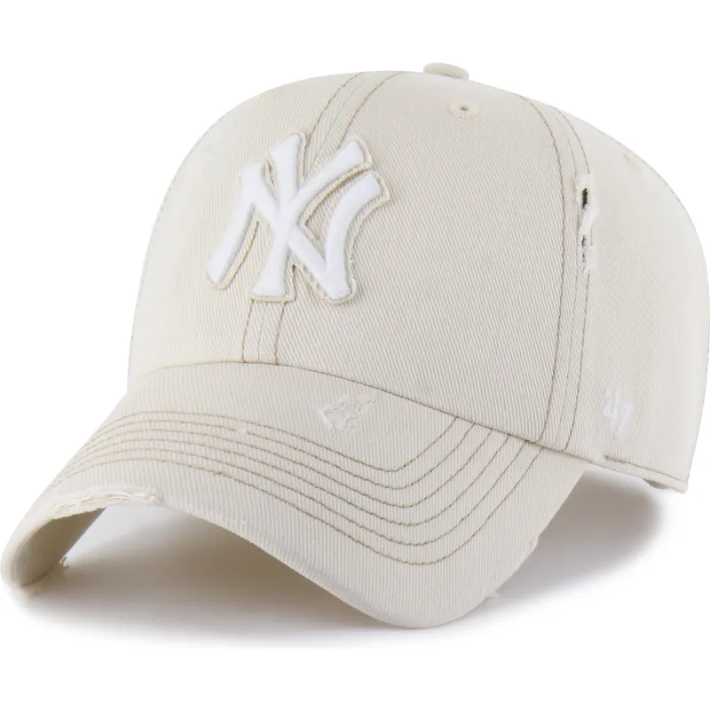 47-brand-curved-brim-clean-up-weathered-mojave-new-york-yankees-mlb-beige-adjustable-cap