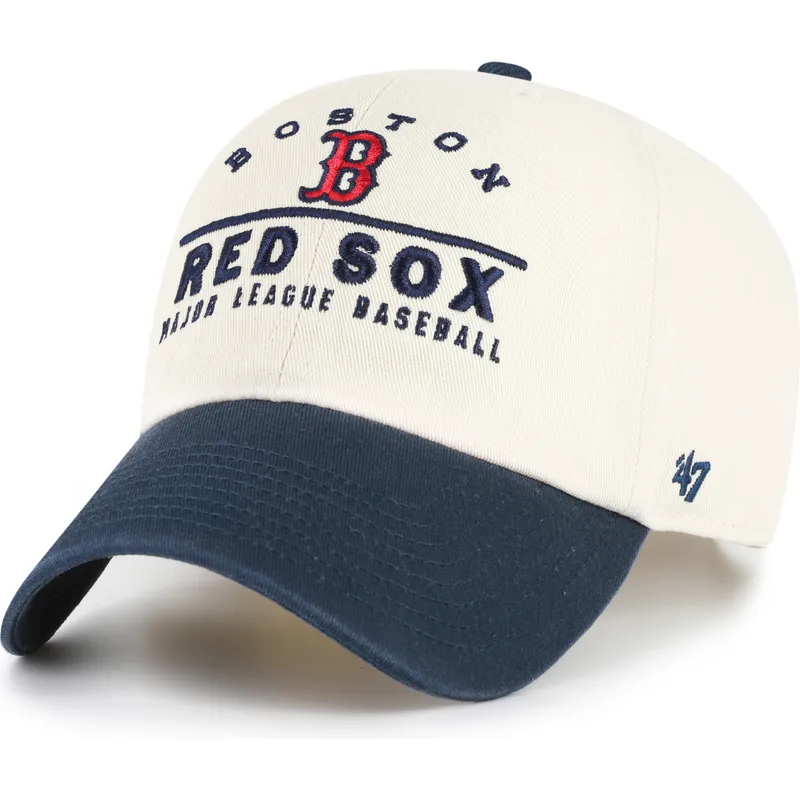 47-brand-curved-brim-clean-up-windham-boston-red-sox-mlb-beige-and-navy-blue-adjustable-cap