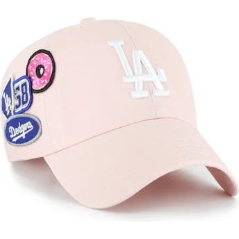 47 Brand Curved Brim Clean Up Badges Los Angeles Dodgers MLB Pink Adjustable Cap