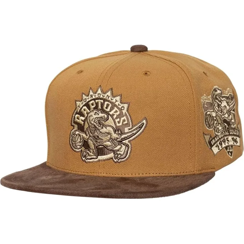 mitchell-ness-flat-brim-coffee-strapback-toronto-raptors-nba-brown-adjustable-cap