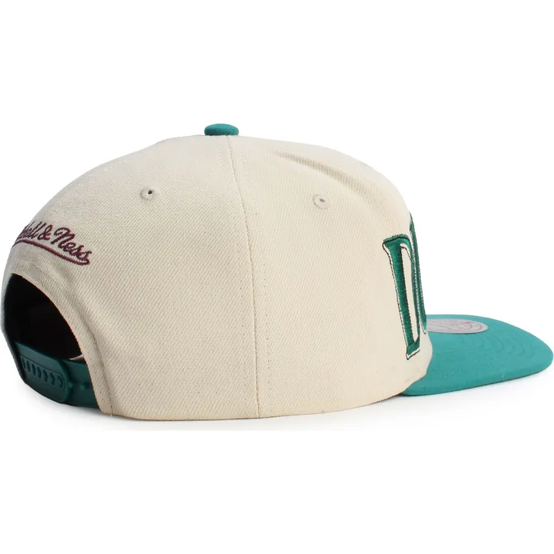 mitchell-ness-flat-brim-across-the-board-anaheim-ducks-nhl-green-and-beige-snapback-cap