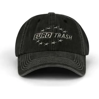 Pica Pica Curved Brim Eurotrash Distressed Washed Black Adjustable Cap
