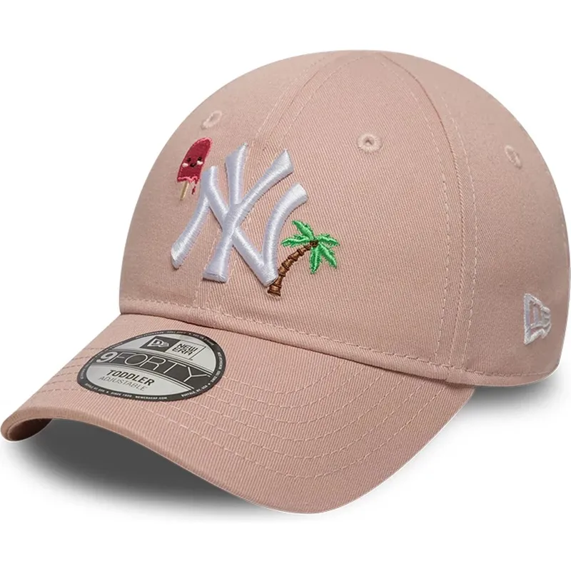 new-era-curved-brim-youth-9forty-summer-icon-new-york-yankees-mlb-pink-adjustable-cap