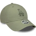 new-era-curved-brim-women-green-logo-9twenty-midi-linen-los-angeles-dodgers-mlb-green-adjustable-cap