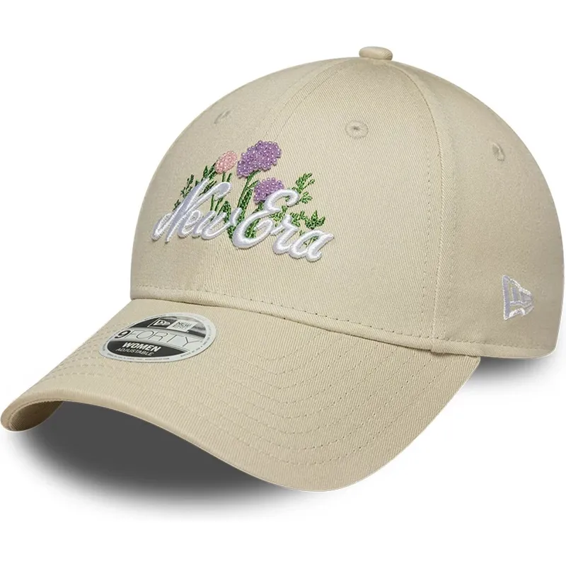 new-era-curved-brim-women-9forty-beaded-beige-adjustable-cap