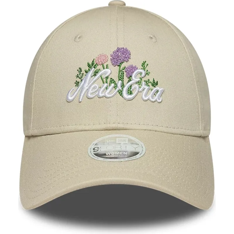 new-era-curved-brim-women-9forty-beaded-beige-adjustable-cap