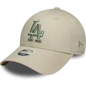 new-era-curved-brim-women-green-logo-9forty-league-essential-los-angeles-dodgers-mlb-beige-adjustable-cap
