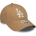 new-era-curved-brim-women-9forty-linen-los-angeles-dodgers-mlb-brown-adjustable-cap