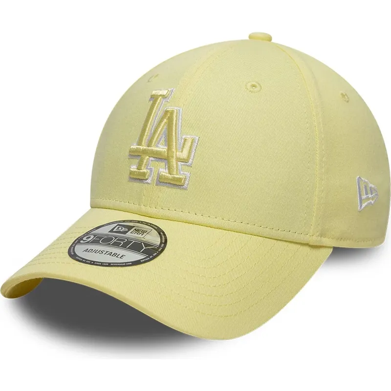new-era-curved-brim-yellow-logo-9forty-team-outline-los-angeles-dodgers-mlb-yellow-adjustable-cap