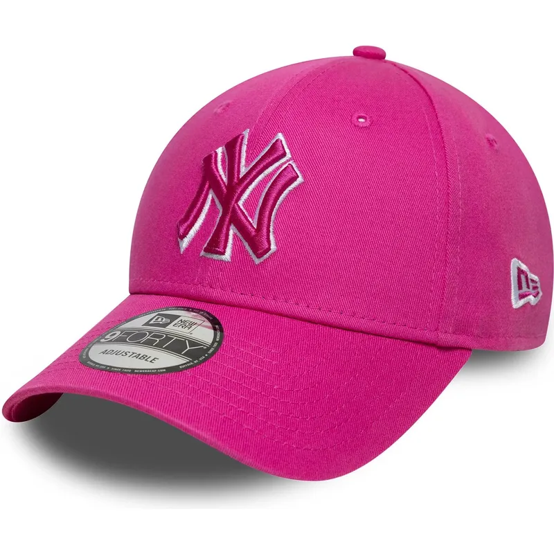 new-era-curved-brim-pink-logo-9forty-team-outline-new-york-yankees-mlb-pink-adjustable-cap