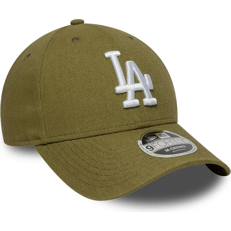 new-era-curved-brim-9forty-m-crown-linen-los-angeles-dodgers-mlb-green-snapback-cap