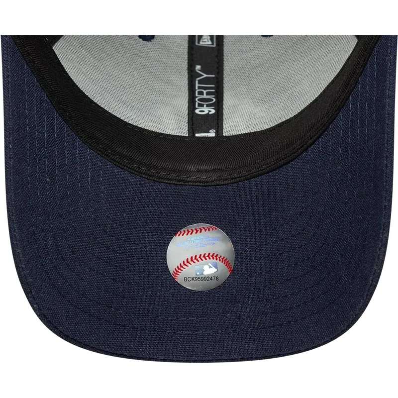 new-era-curved-brim-9forty-m-crown-linen-new-york-yankees-mlb-navy-blue-snapback-cap