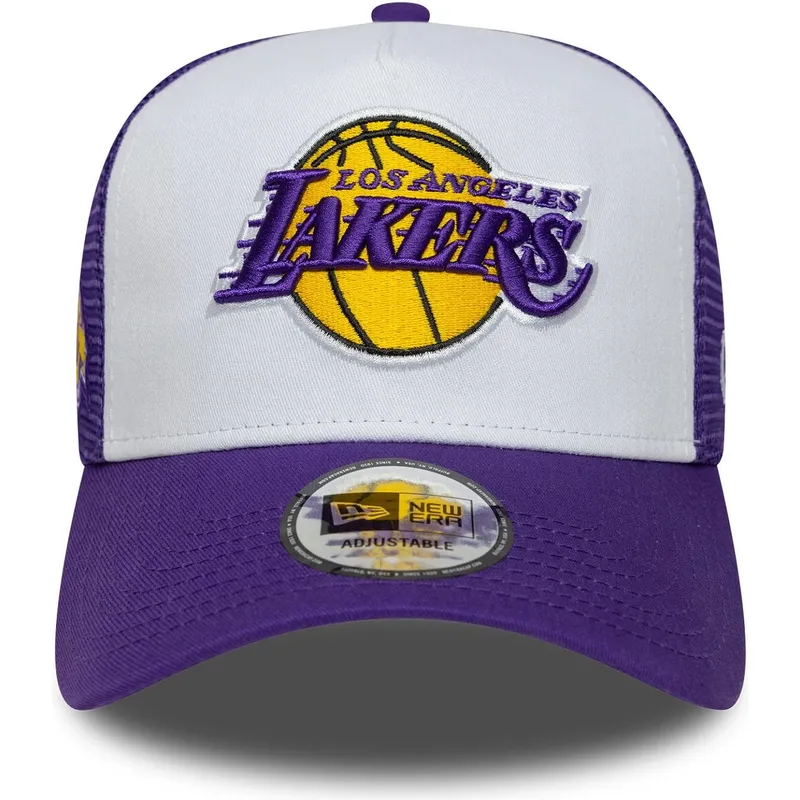 new-era-a-frame-side-patch-los-angeles-lakers-nba-purple-and-white-trucker-hat