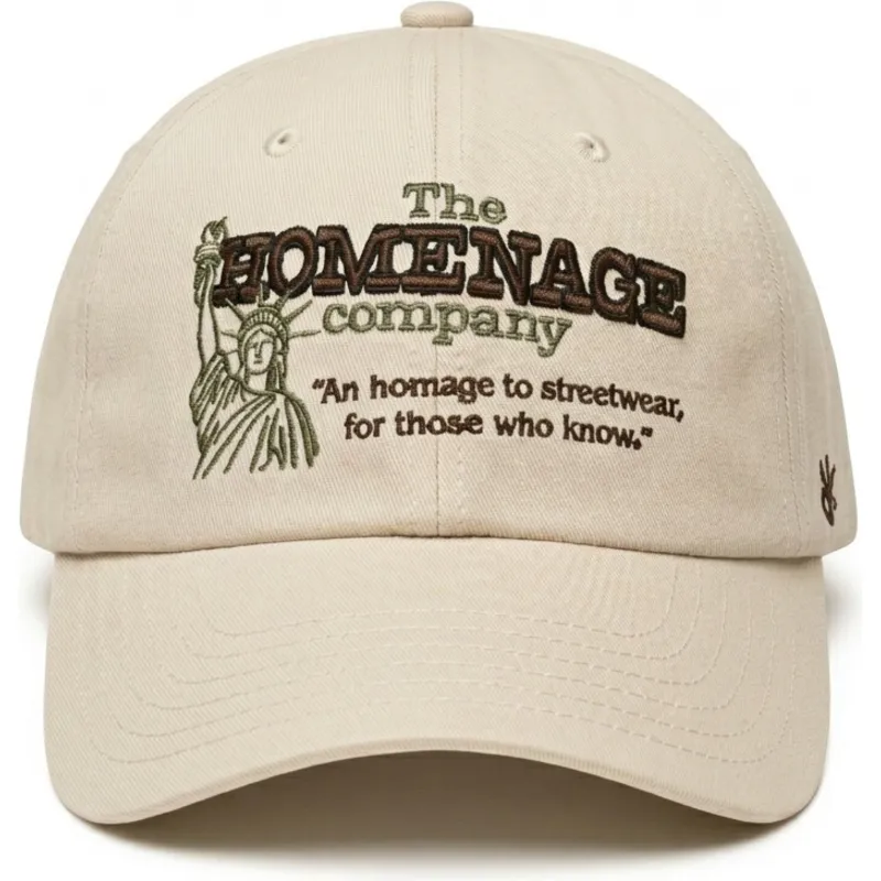 homenage-curved-brim-statue-just-kids-the-90s-beige-adjustable-cap