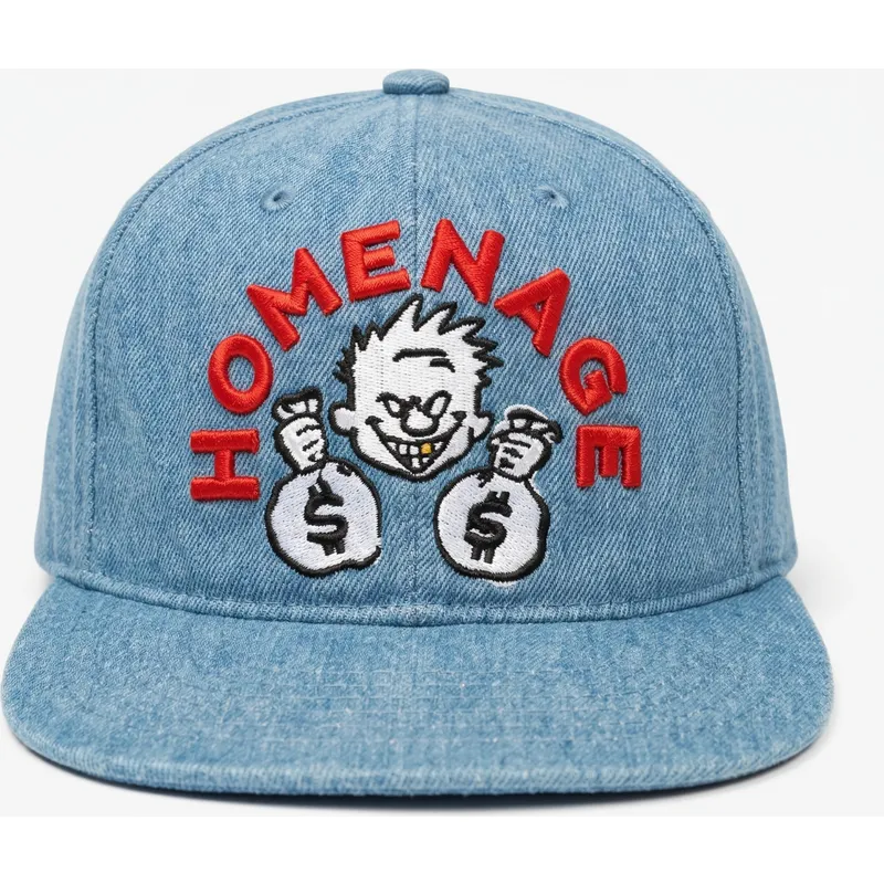 homenage-flat-brim-denim-money-music-shapes-identity-the-snap-blue-snapback-cap