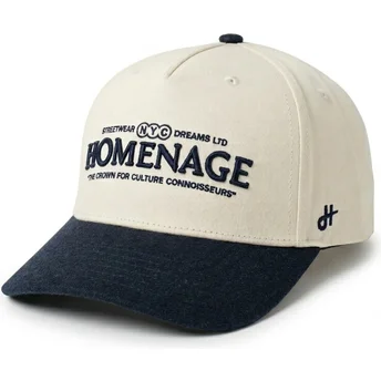 Homenage Curved Brim Liberty Sport The Retro Beige and Navy Blue Snapback Cap