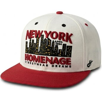 Homenage Flat Brim NYSKY Skylines The Snap Beige and Red Snapback Cap